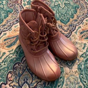 Pink duck boots